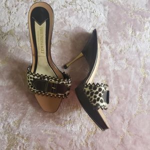 BRUNO MAGLI  Calf Hair Heels w Gold/Wood